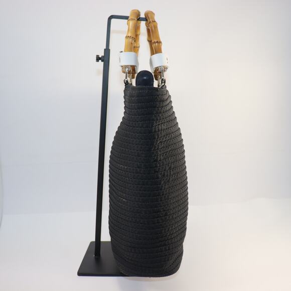 Gucci Black Woven Tote with Bamboo Handles – Chic Italian Style - Picture 3 of 11